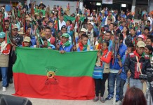 imagen de indigenas con una badera del CRIC consejo regional indigena del cauca