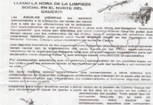 La Población Civil en el Norte del Cauca Continúa Siendo Testigo de la Acción y Amenazante Paramilitar