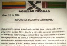 Paramilitares de las Águilas Negras Amenazan de Muerte a Cuatro Líderes de la Asociación de Cabildos Indígenas del Norte del Cauca ACIN
