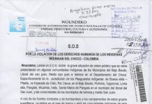 SOS: Violación de los Derechos Colectivos del Pueblo Indígena Wounaan del Choco-Colombia