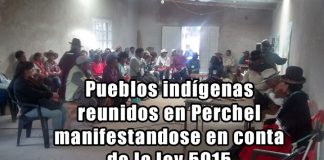 Pueblos indígenas reunidos en Perchel manifestandose en conta de la ley 5915