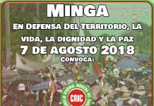 CRIC convoca a la minga en defensa del territorio, la vida, la dignidad y la paz