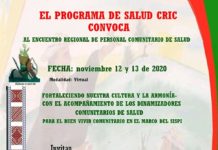 Convocatoria: Encuentro regional de personal comunitario de salud el 12 y 13 de noviembre de 2020